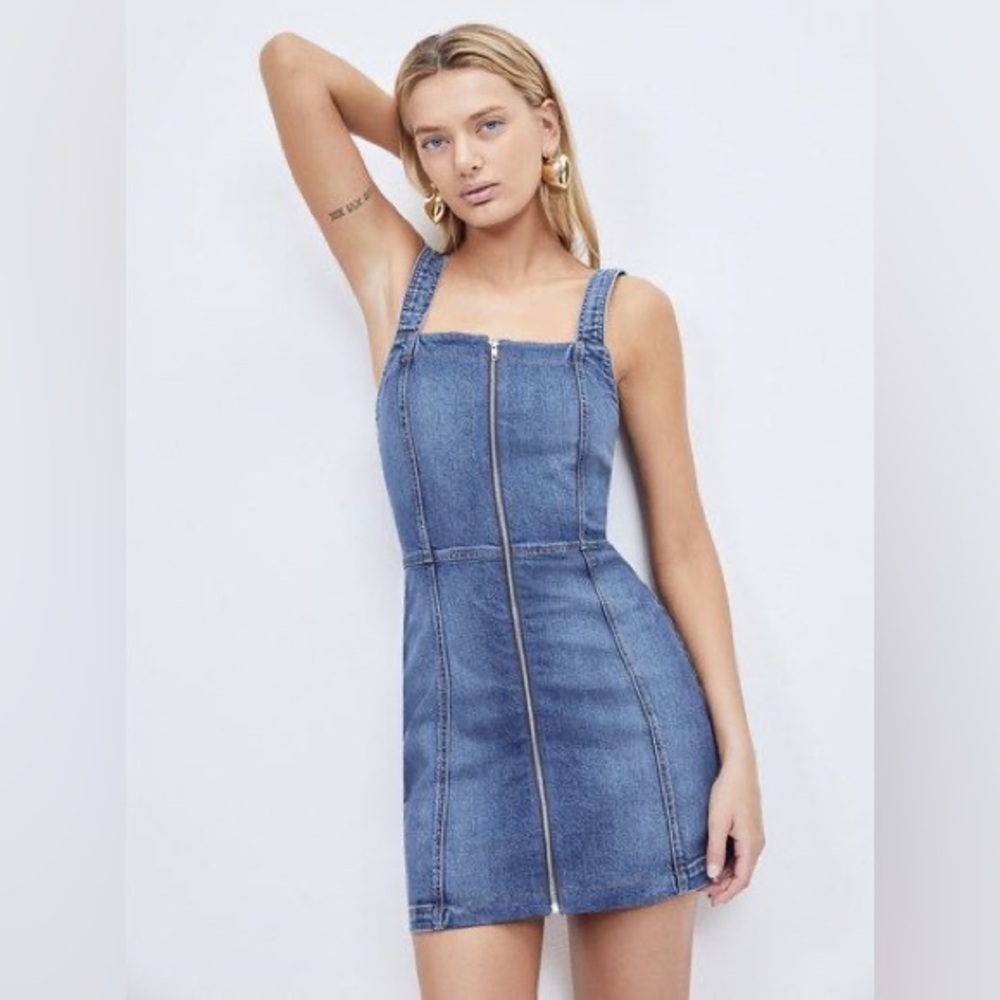 NWT Reformation Randy Denim Mini Dress In Rhine Sz 2